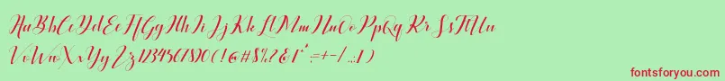 Ballqis Script-Schriftart – Rote Schriften auf grünem Hintergrund