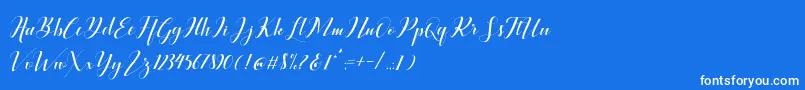 Ballqis Script-Schriftart – Weiße Schriften auf blauem Hintergrund