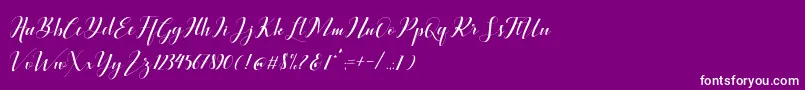 Ballqis Script-Schriftart – Weiße Schriften auf violettem Hintergrund