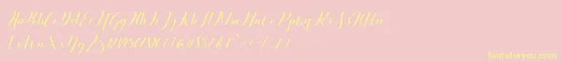 Ballqis Script-Schriftart – Gelbe Schriften auf rosa Hintergrund