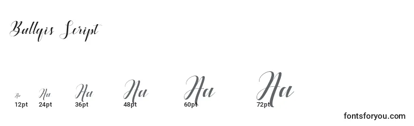 Размеры шрифта Ballqis Script