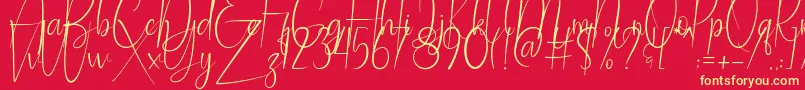 Ballroom Demo Font – Yellow Fonts on Red Background