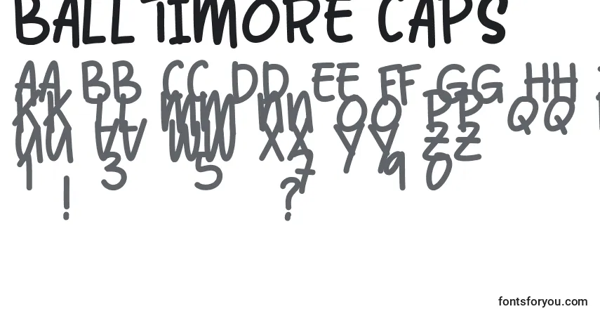 Шрифт Balltimore Caps – алфавит, цифры, специальные символы