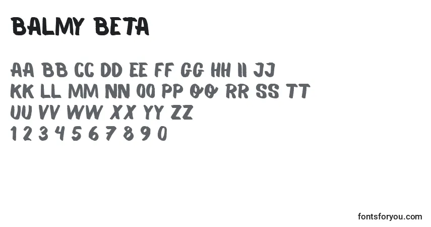 Schriftart Balmy Beta – Alphabet, Zahlen, spezielle Symbole
