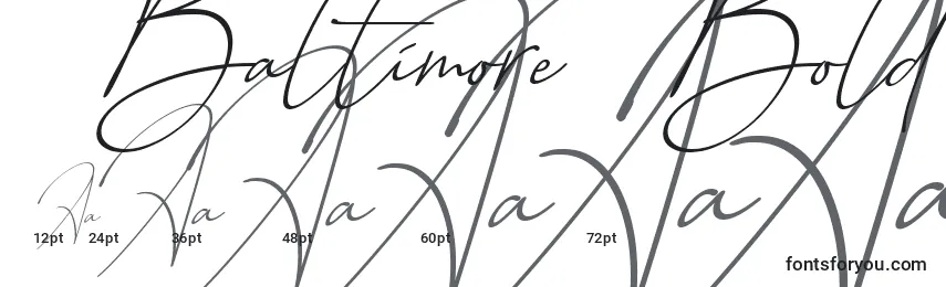 Größen der Schriftart Baltimore Bold   Italic