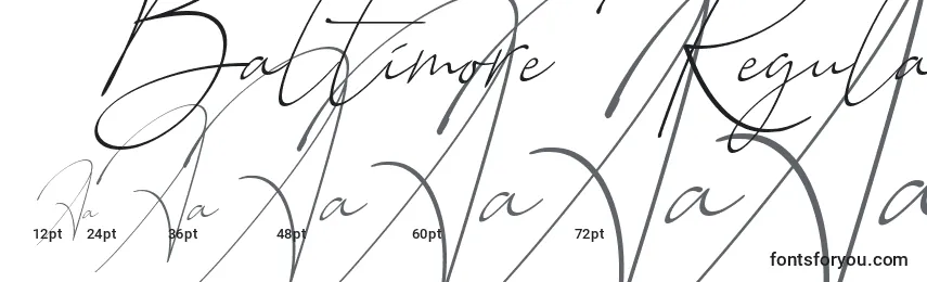 Größen der Schriftart Baltimore Regular   Italic