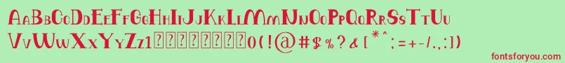 フォントBalutteli Serif – 赤い文字の緑の背景