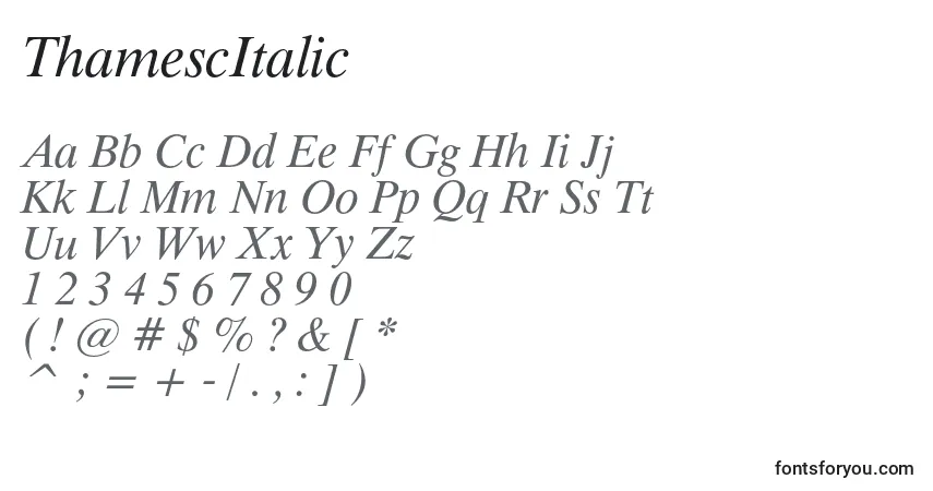 ThamescItalic Font – alphabet, numbers, special characters