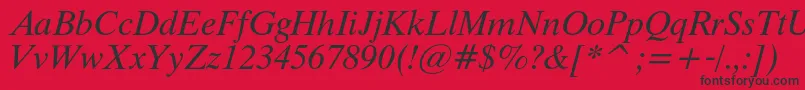 フォントThamescItalic – 赤い背景に黒い文字