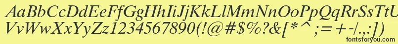フォントThamescItalic – 黒い文字の黄色い背景