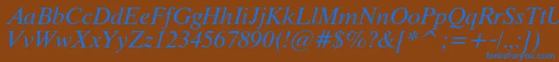 フォントThamescItalic – 茶色の背景に青い文字