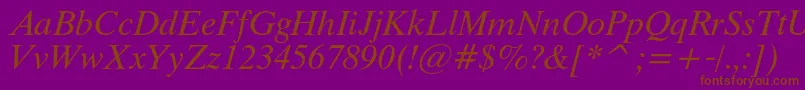 フォントThamescItalic – 紫色の背景に茶色のフォント