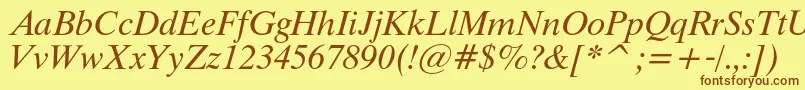 ThamescItalic-fontti – ruskeat fontit keltaisella taustalla