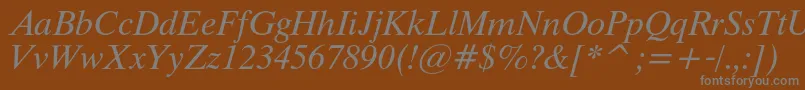 ThamescItalic-Schriftart – Graue Schriften auf braunem Hintergrund