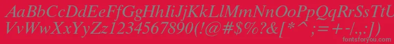 フォントThamescItalic – 赤い背景に灰色の文字