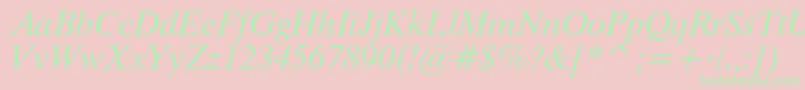 フォントThamescItalic – ピンクの背景に緑の文字