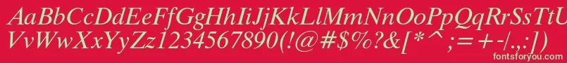 フォントThamescItalic – 赤い背景に緑の文字