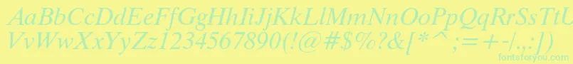 フォントThamescItalic – 黄色い背景に緑の文字