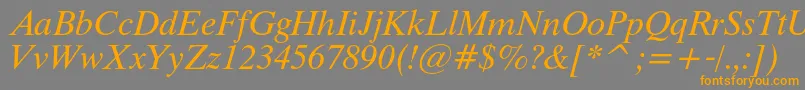 ThamescItalic-Schriftart – Orangefarbene Schriften auf grauem Hintergrund