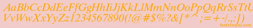 ThamescItalic-fontti – oranssit fontit vaaleanpunaisella taustalla