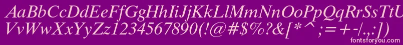 ThamescItalic-fontti – vaaleanpunaiset fontit violetilla taustalla