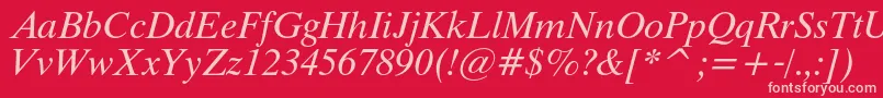 Fonte ThamescItalic – fontes rosa em um fundo vermelho