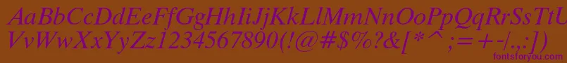 ThamescItalic-Schriftart – Violette Schriften auf braunem Hintergrund