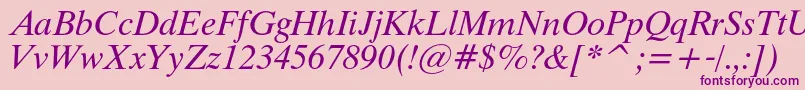 フォントThamescItalic – ピンクの背景に紫のフォント