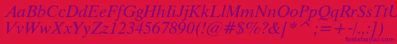 フォントThamescItalic – 赤い背景に紫のフォント