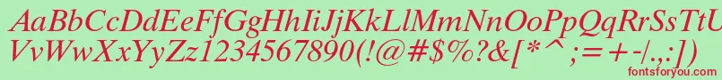 ThamescItalic-fontti – punaiset fontit vihreällä taustalla