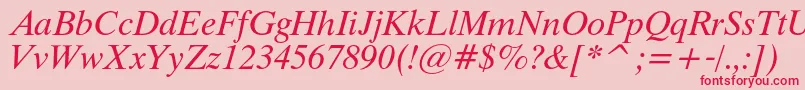 フォントThamescItalic – ピンクの背景に赤い文字