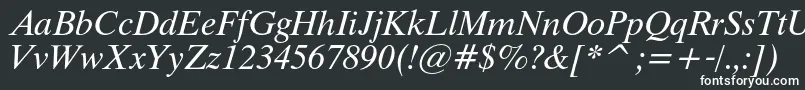 ThamescItalic-fontti – valkoiset fontit mustalla taustalla