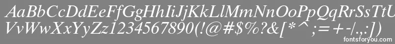 ThamescItalic-Schriftart – Weiße Schriften auf grauem Hintergrund