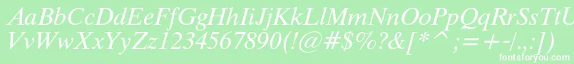 ThamescItalic-fontti – valkoiset fontit vihreällä taustalla