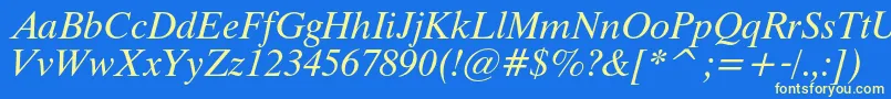 フォントThamescItalic – 黄色の文字、青い背景