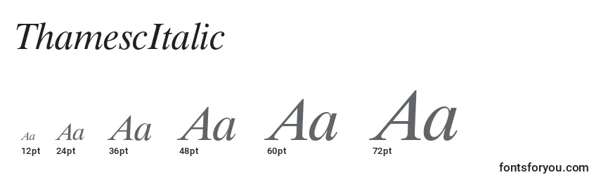 ThamescItalic Font Sizes