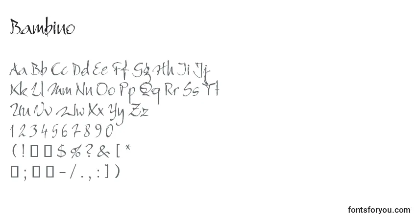Czcionka Bambino (120602) – alfabet, cyfry, specjalne znaki