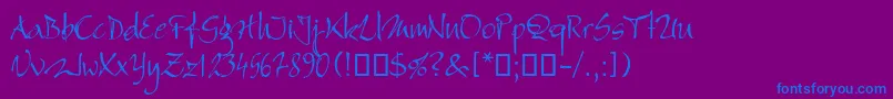 Bambino-Schriftart – Blaue Schriften auf violettem Hintergrund