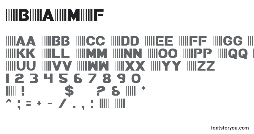 Fuente BAMF (120603) - alfabeto, números, caracteres especiales