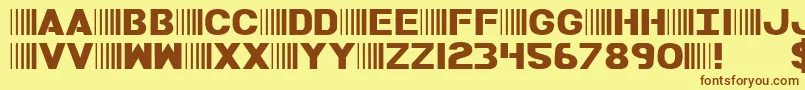 フォントBAMF – 茶色の文字が黄色の背景にあります。