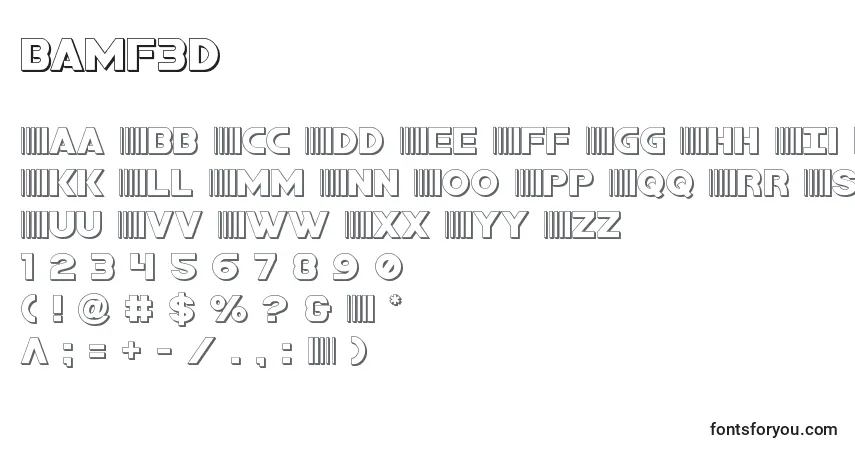 Czcionka Bamf3d – alfabet, cyfry, specjalne znaki
