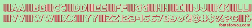 フォントbamf3d – 赤い文字の緑の背景