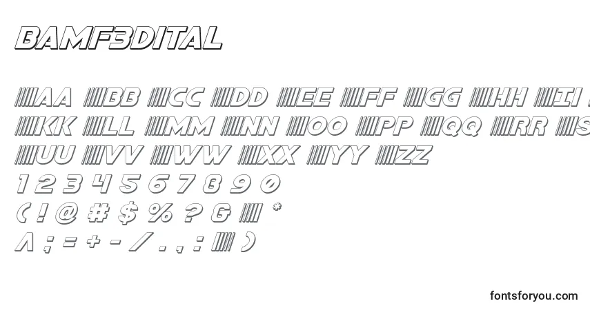 Czcionka Bamf3dital – alfabet, cyfry, specjalne znaki