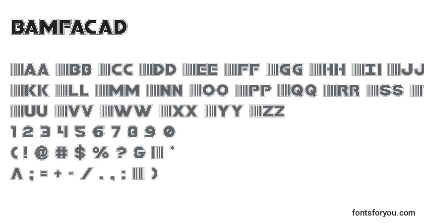 Schriftart Bamfacad – Alphabet, Zahlen, spezielle Symbole