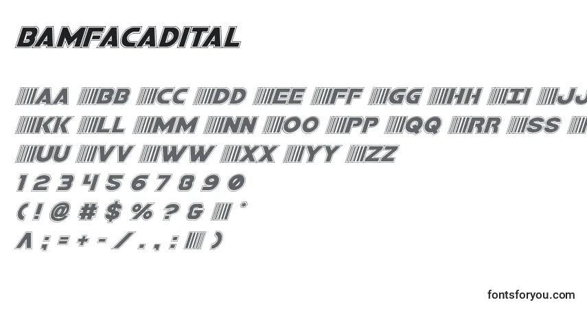 A fonte Bamfacadital – alfabeto, números, caracteres especiais