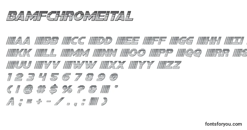 Czcionka Bamfchromeital – alfabet, cyfry, specjalne znaki