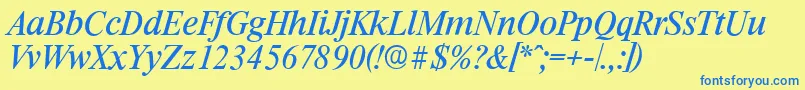 RiccioneserialItalic Font – Blue Fonts on Yellow Background