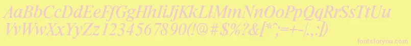 RiccioneserialItalic Font – Pink Fonts on Yellow Background