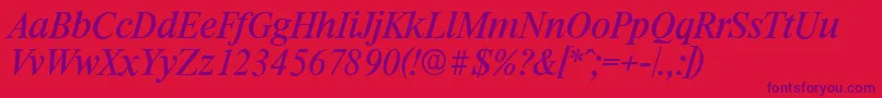 RiccioneserialItalic Font – Purple Fonts on Red Background