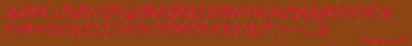 RiccioneserialItalic Font – Red Fonts on Brown Background